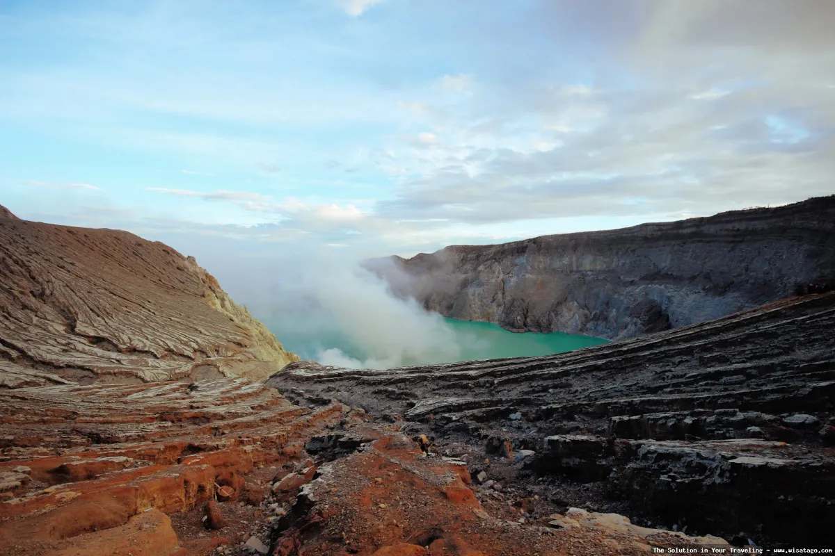 Kawah Ijen: danau kawah berwarna biru