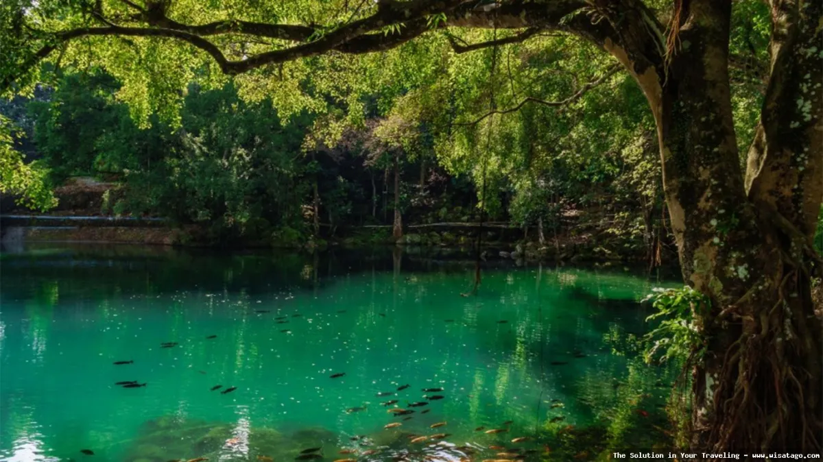 Telaga Biru dengan air jernih.