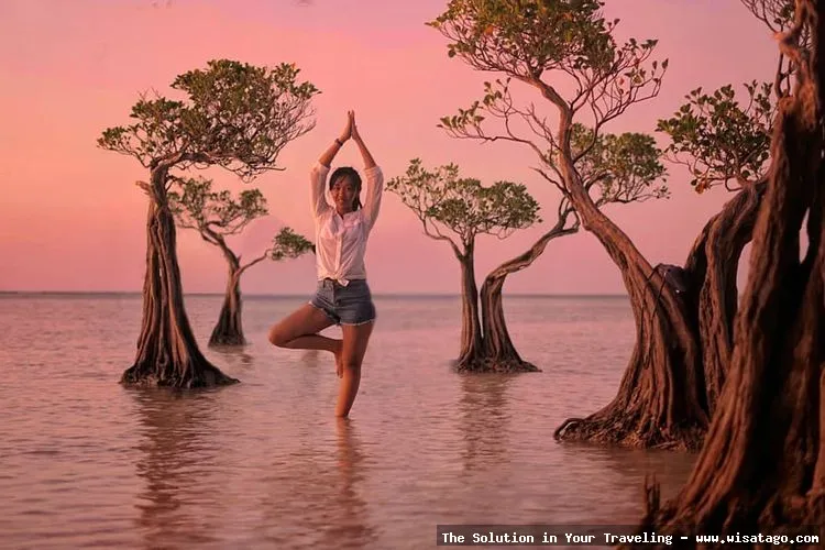 wisata Pantai Walakiri saat matahari terbenam